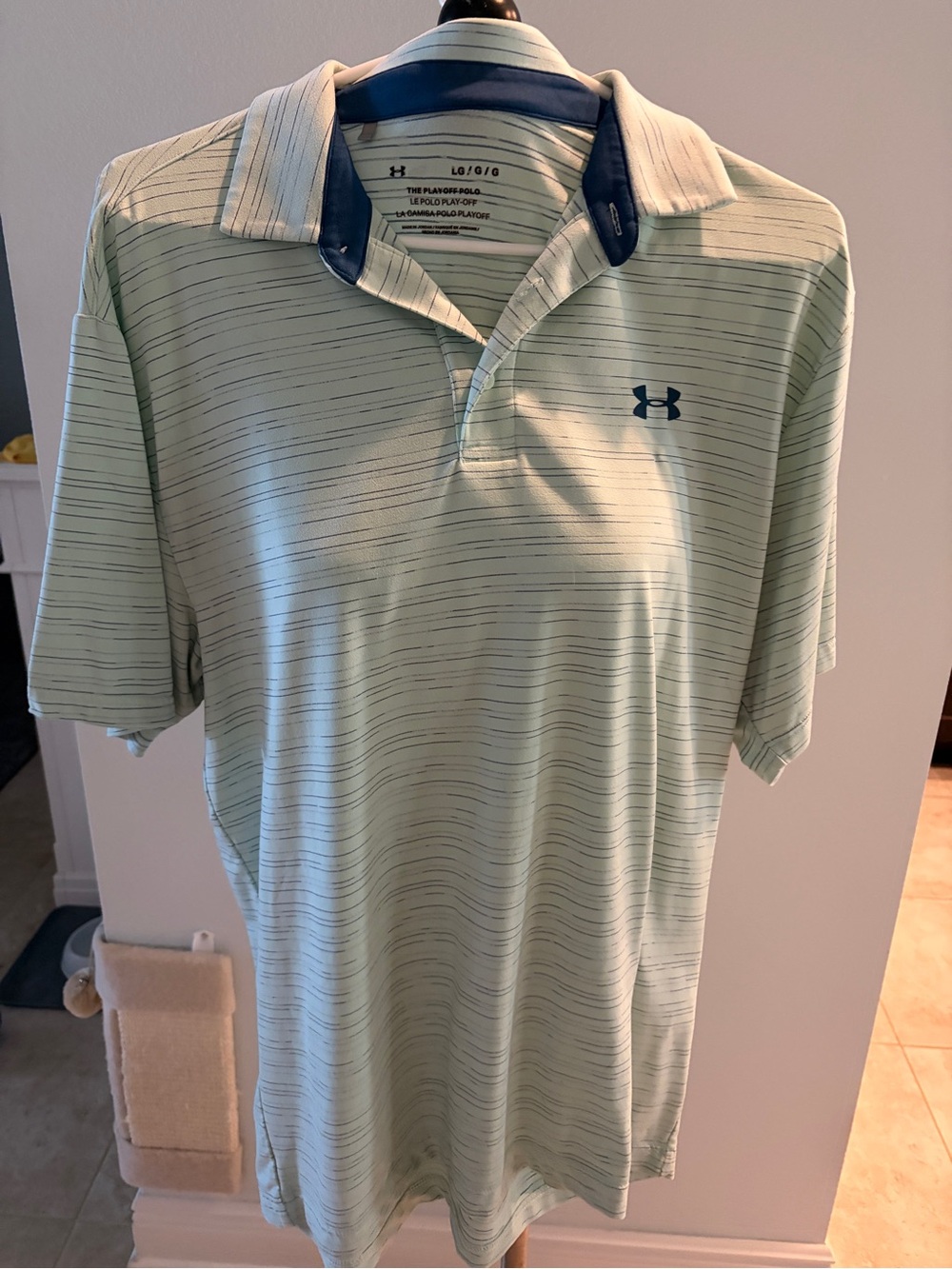 Under Armour Light Green Polo with Navy Trim